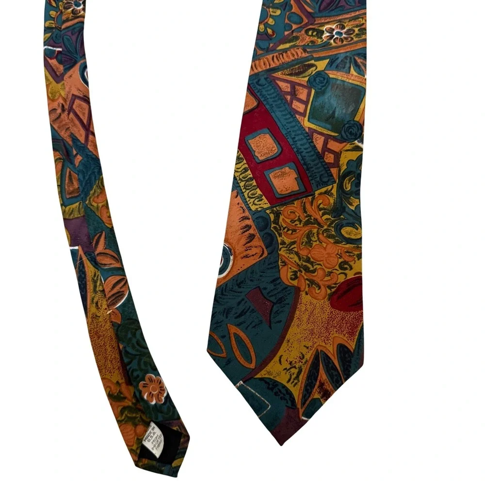 Oscar de la Renta Studio Men's Geometric Abstract Pattern Silk Blend‎ Necktie